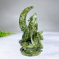 4.7" Natural Serpentine Wolf with Moon Carving Wholesale