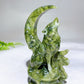 4.7" Natural Serpentine Wolf with Moon Carving Wholesale