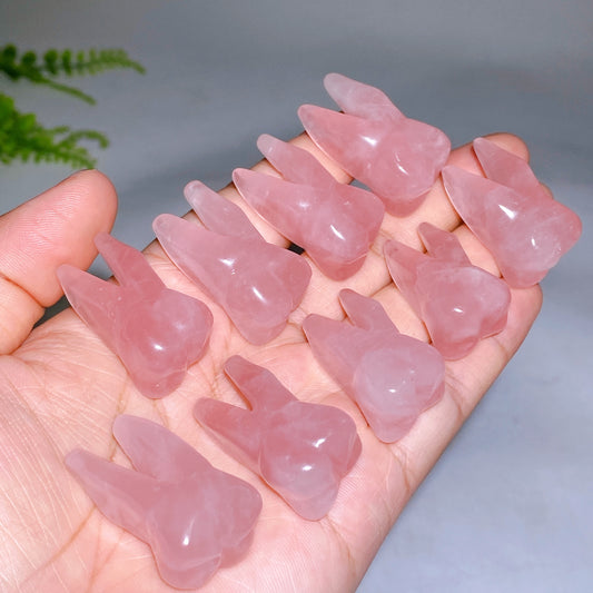 1.3" Natural Rose Quartz Tooth Carving Wholesale