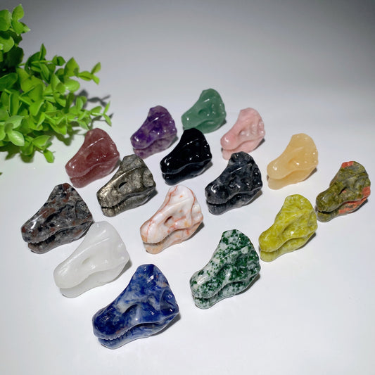 1.5“ Mixed Crystal Dinosaur Skull Carvings Crystal Healing Bulk Wholesale