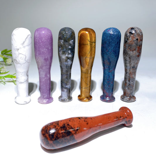 3.1" Mixed Crystal Baseball Bat Carvings Bulk Wholesale