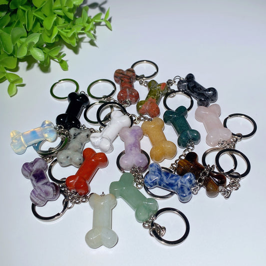 1.4" Mixed Crystal Key Chain with Crystal Bone Decor Bulk Wholesale