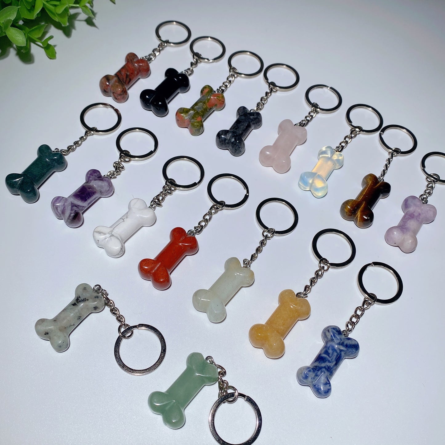 1.4" Mixed Crystal Key Chain with Crystal Bone Decor Bulk Wholesale