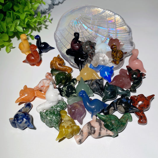 1.3" Mixed Crystal Dinosaur Carvings Bulk Wholesale