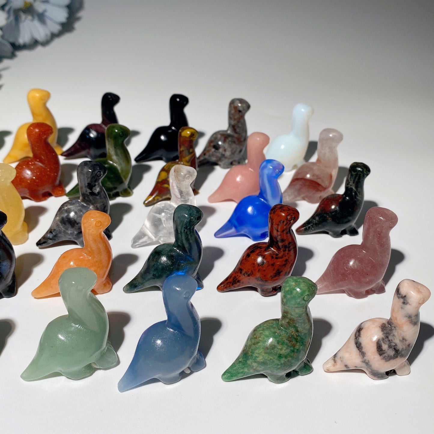 1.3" Mixed Crystal Dinosaur Carvings Bulk Wholesale