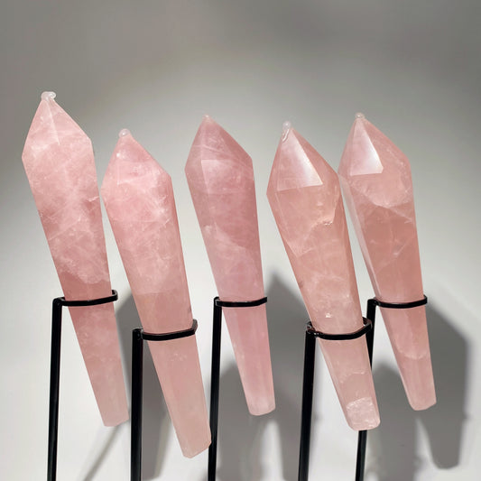 6.0"-8.0" Rose Quartz Wand with Stand Bulk Wholesale