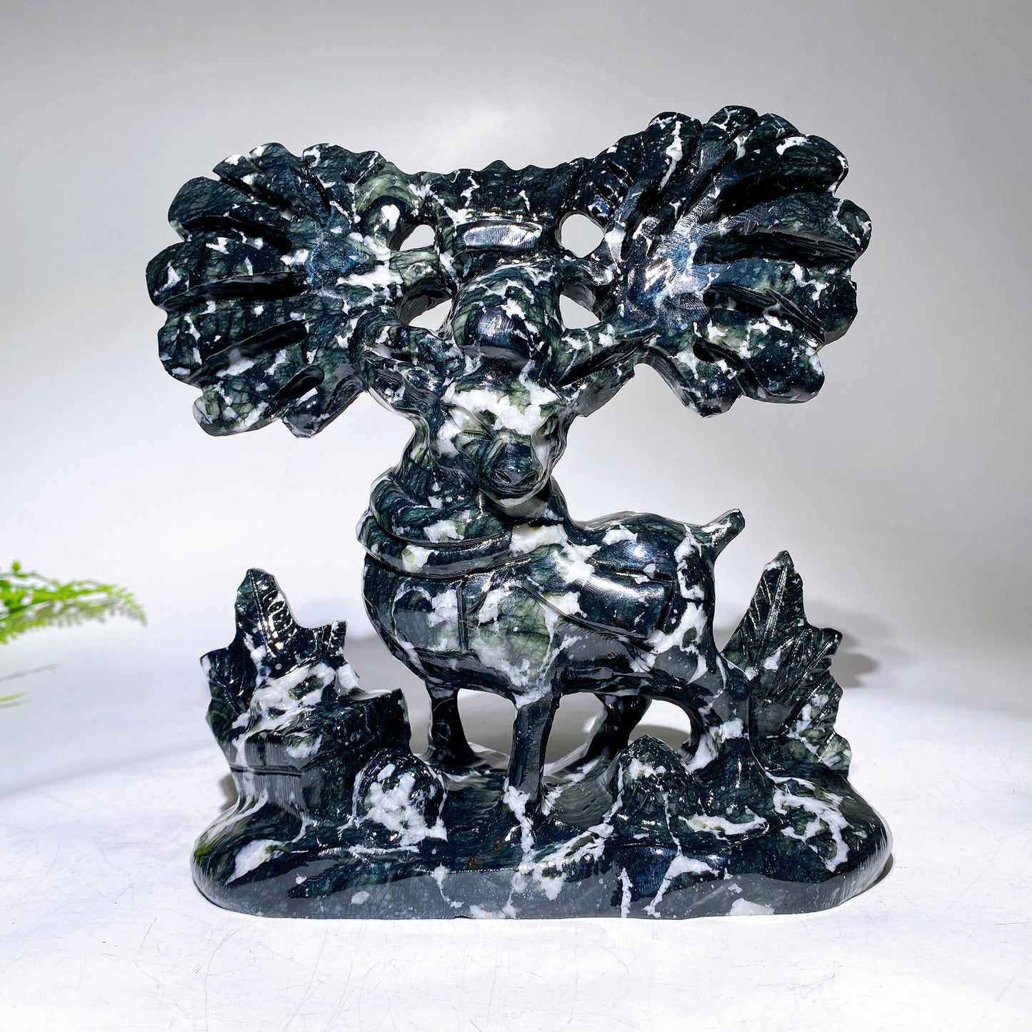 18cm Natural Jade Elk Carving Wholesale
