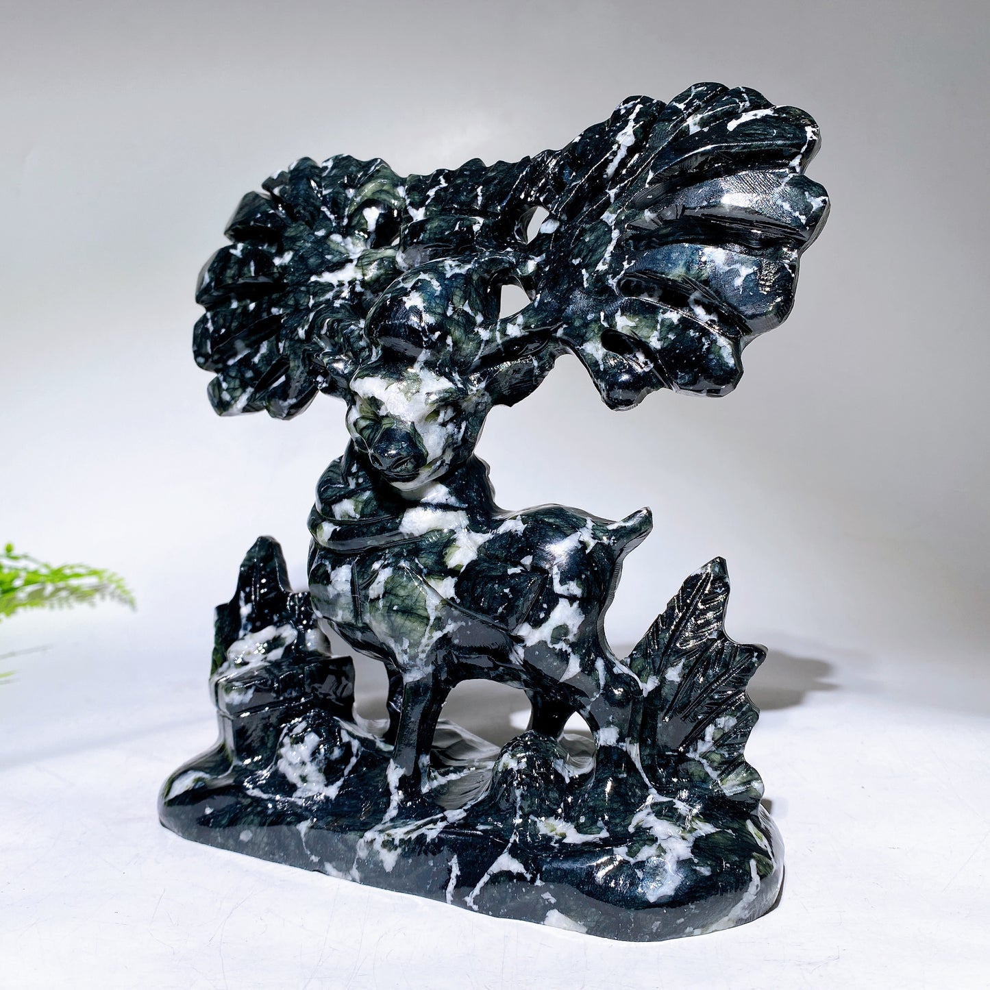 18cm Natural Jade Elk Carving Wholesale