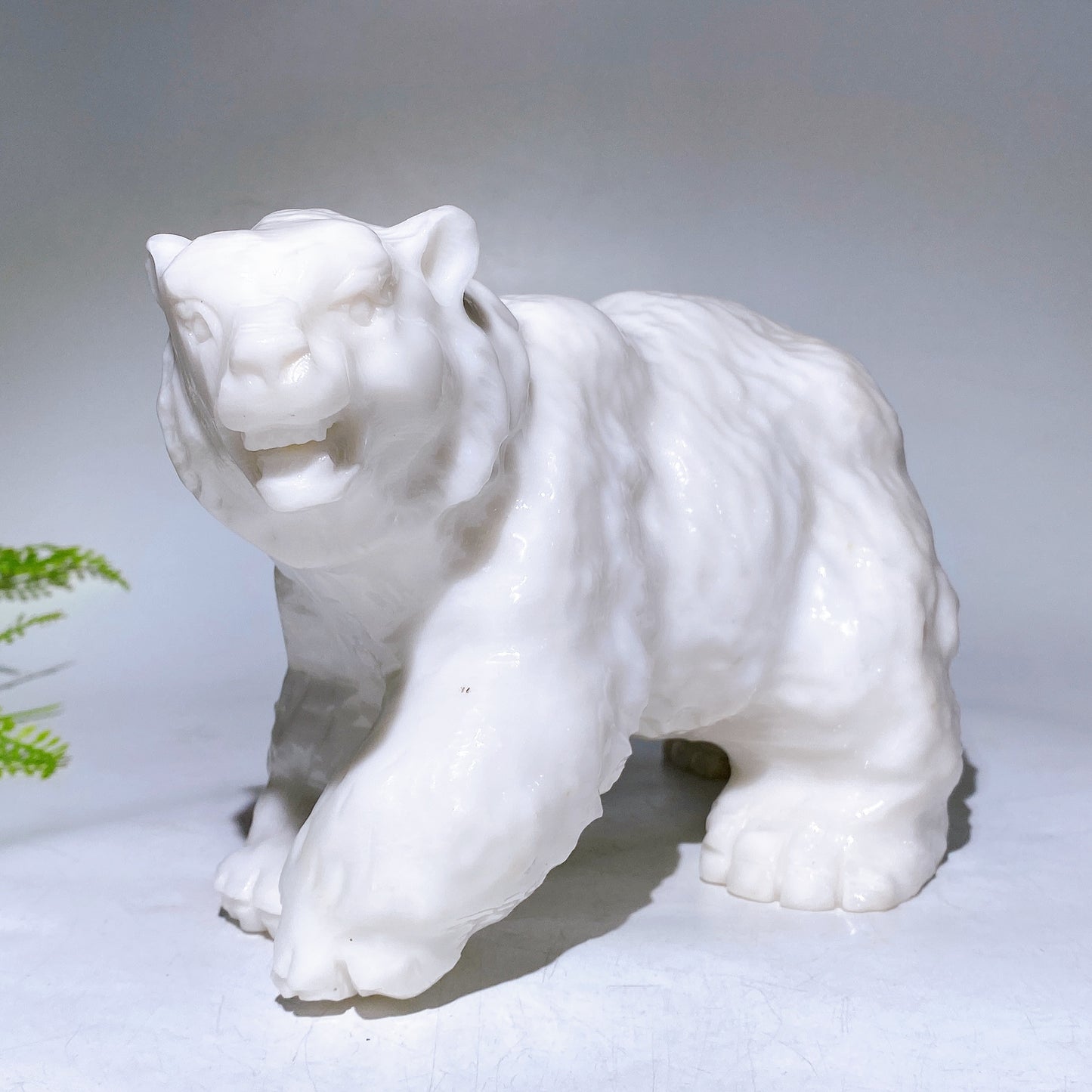 25cm Large Natural White Jade Polar Bear Carving Wholesale