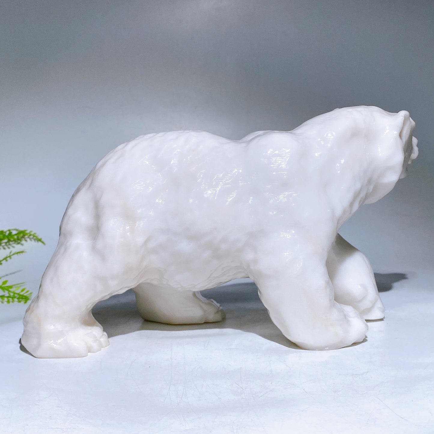 25cm Large Natural White Jade Polar Bear Carving Wholesale