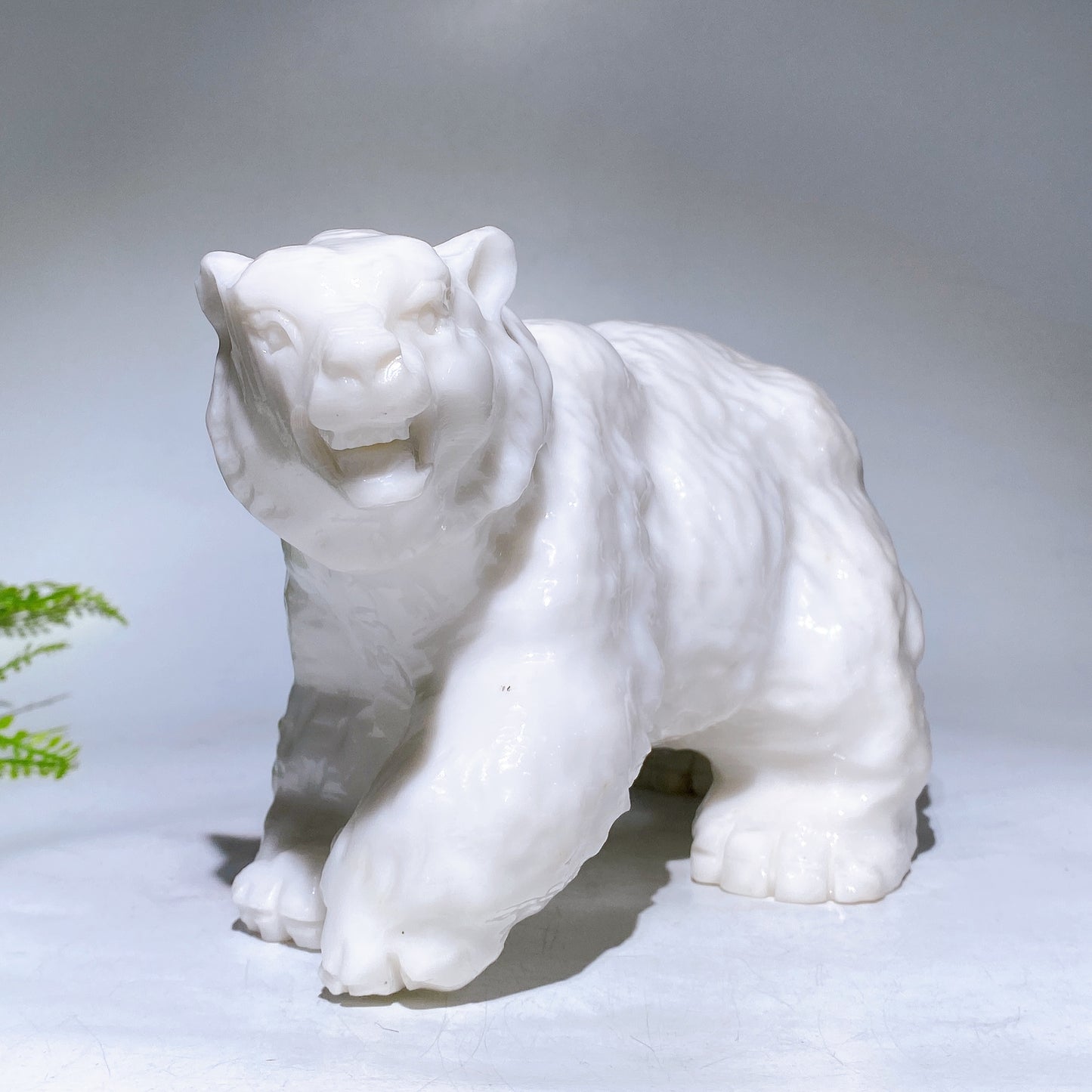 25cm Large Natural White Jade Polar Bear Carving Wholesale