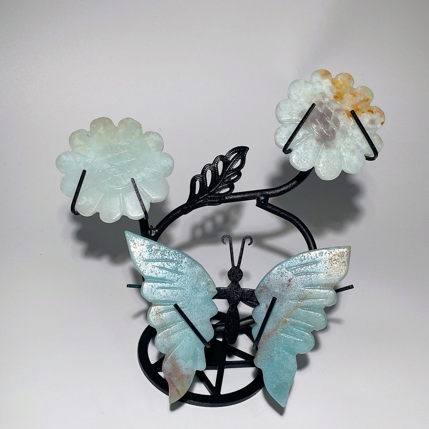 Mixed Crystal Flower Butterfly with Stand Free Form Bulk Wholesale