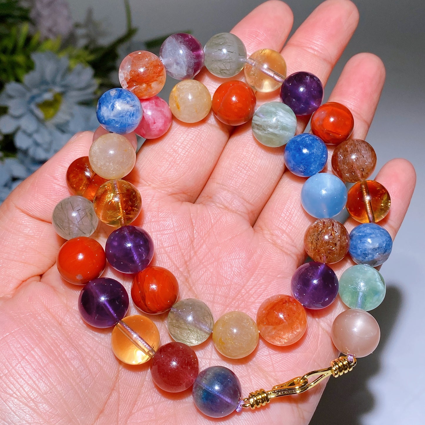 12mm Multi Crystal Necklace Crystal Healing Bulk Wholesale