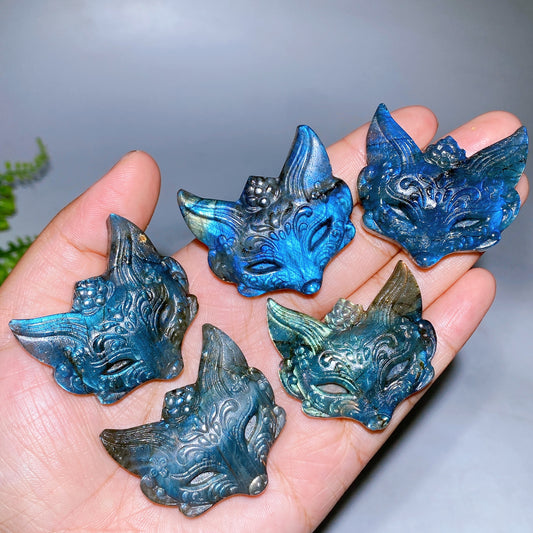 1.7" Labradorite Fox Head Carving Wholesale