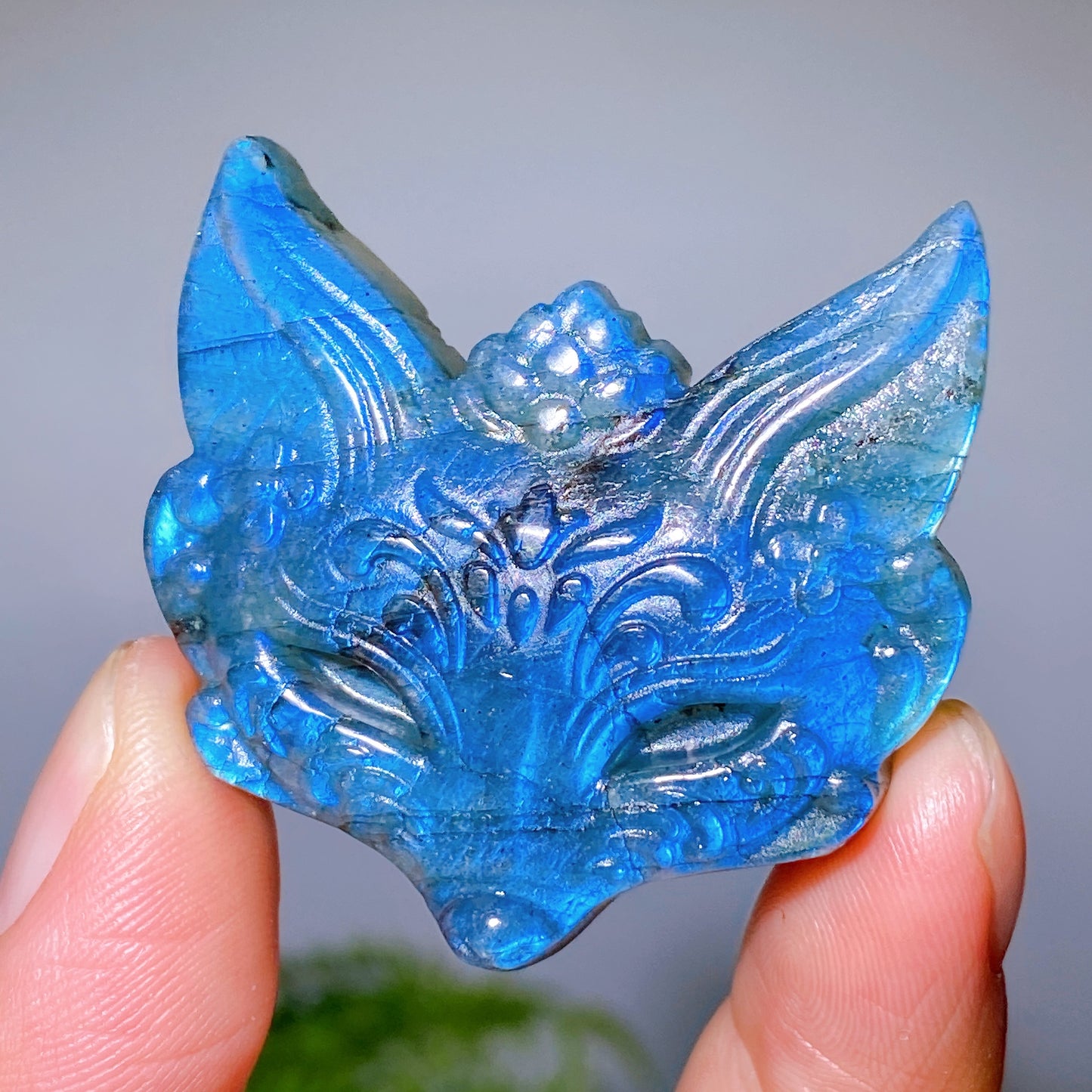 1.7" Labradorite Fox Head Carving Wholesale
