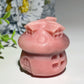 2.0" Pink Jade House Carvings Bulk Wholesale