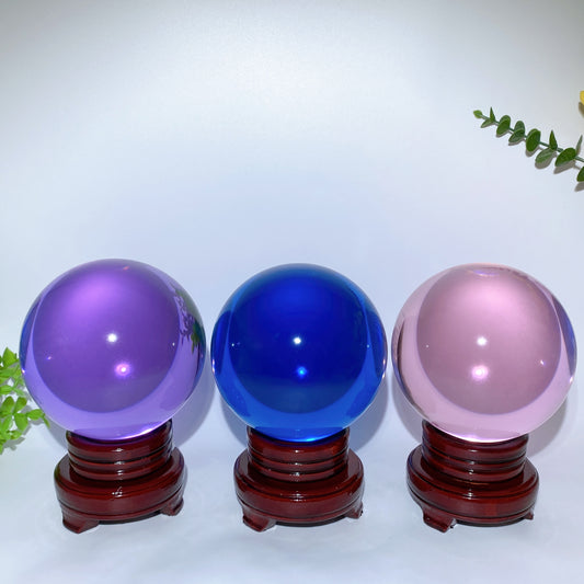 12cm Purple Blue Pink Glass Sphere with Stand Crystal Healing Bulk Wholesale