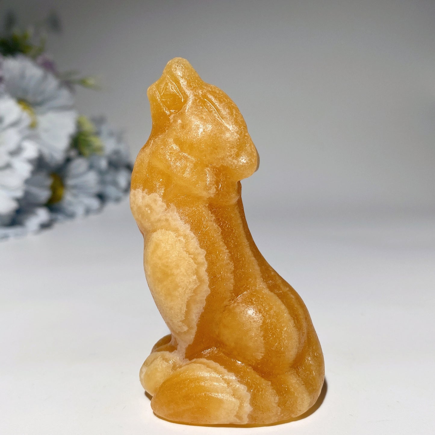 3.2" Mixed Crystal Wolf Carvings Bulk Wholesale