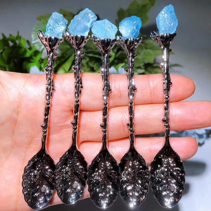Mixed Crystal Silver Coffee Spoon Crystal Healing Bulk Wholesale