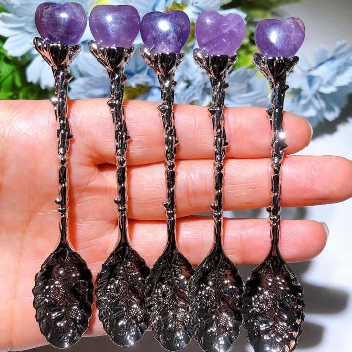 Mixed Crystal Silver Coffee Spoon Crystal Healing Bulk Wholesale