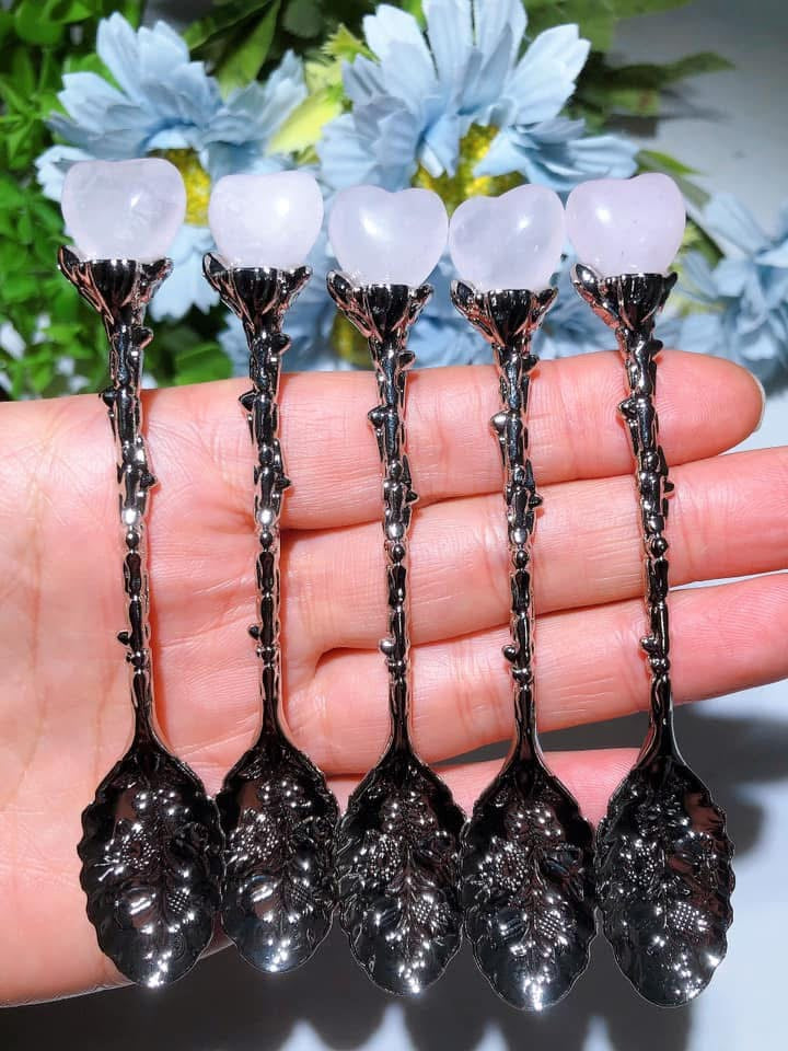 Mixed Crystal Silver Coffee Spoon Crystal Healing Bulk Wholesale