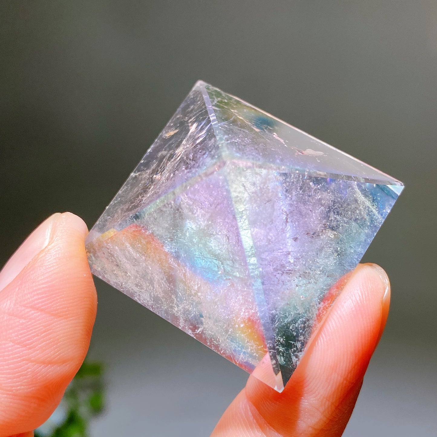 1.3" Aura Clear Quartz Pyramid Carving Wholesale