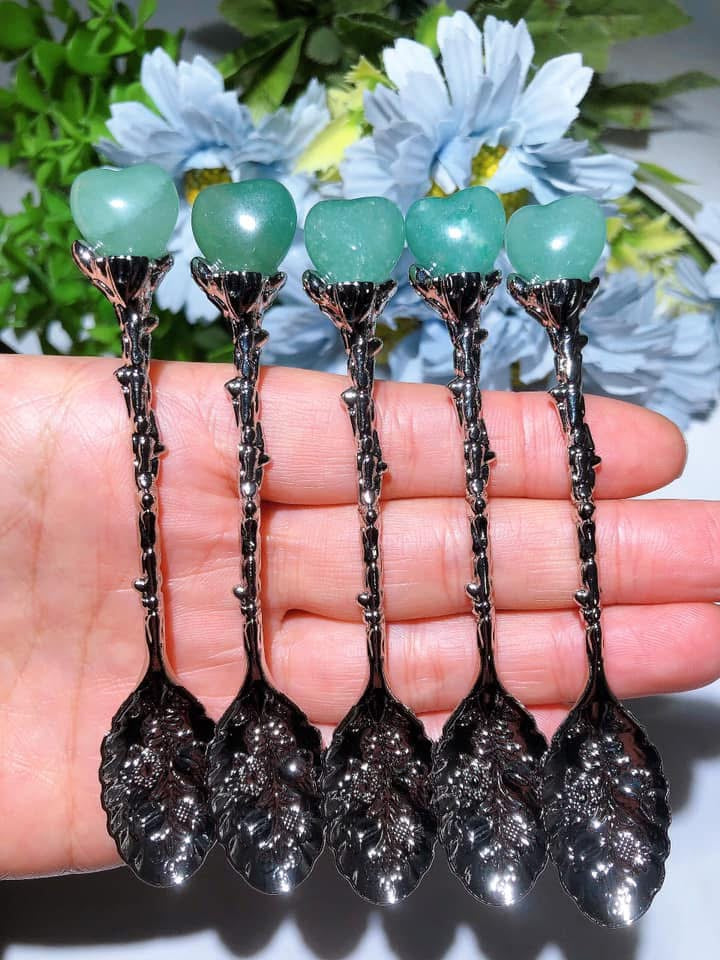 Mixed Crystal Silver Coffee Spoon Crystal Healing Bulk Wholesale