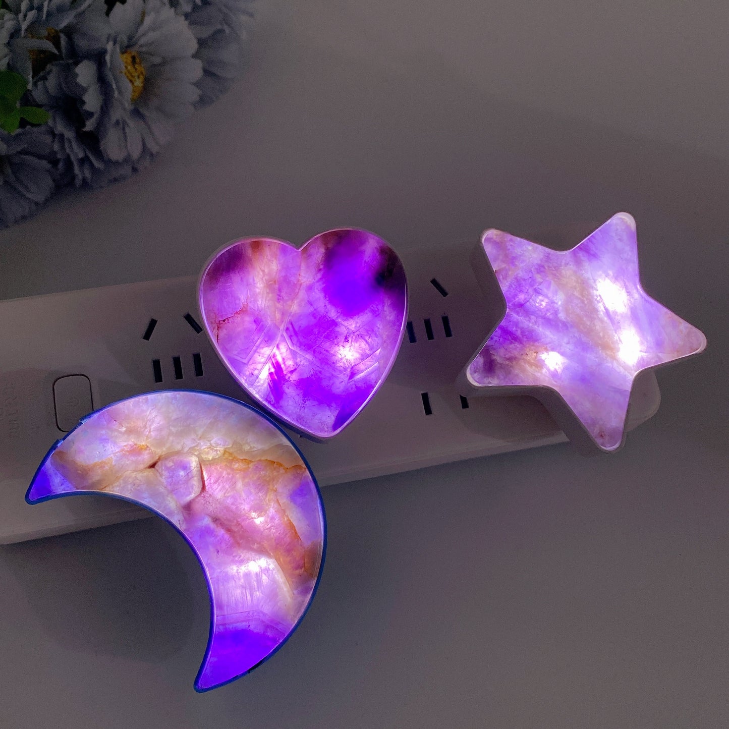 2.6"-3.3" Mixed Crystal Moon Star Heart Shape Night Lamp Bulk Wholesale