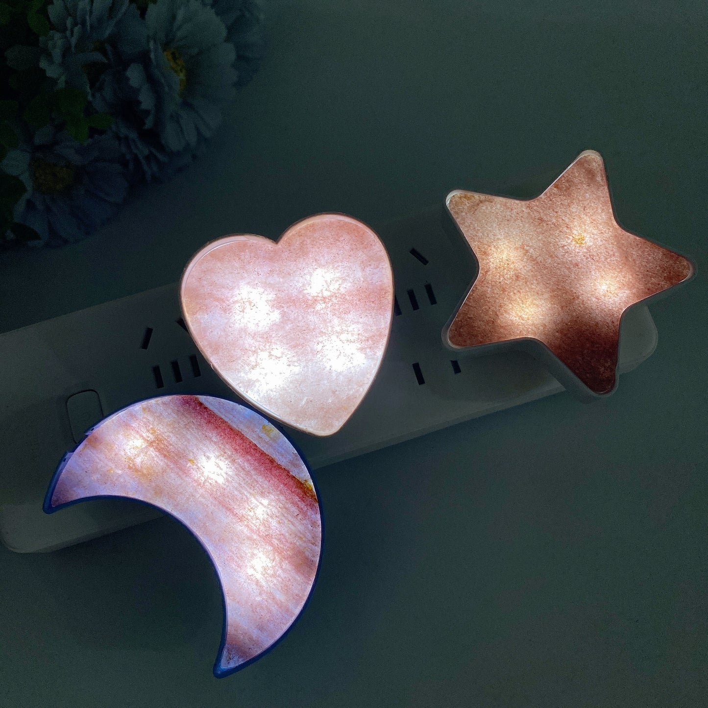 2.6"-3.3" Mixed Crystal Moon Star Heart Shape Night Lamp Bulk Wholesale