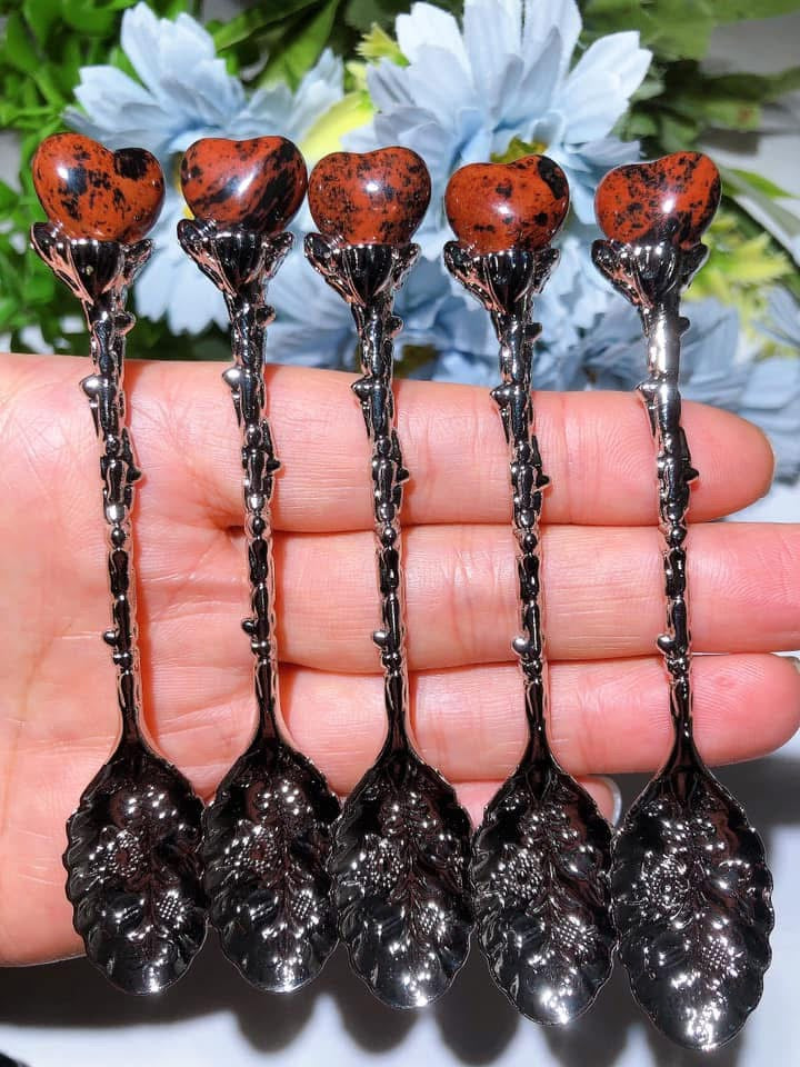 Mixed Crystal Silver Coffee Spoon Crystal Healing Bulk Wholesale