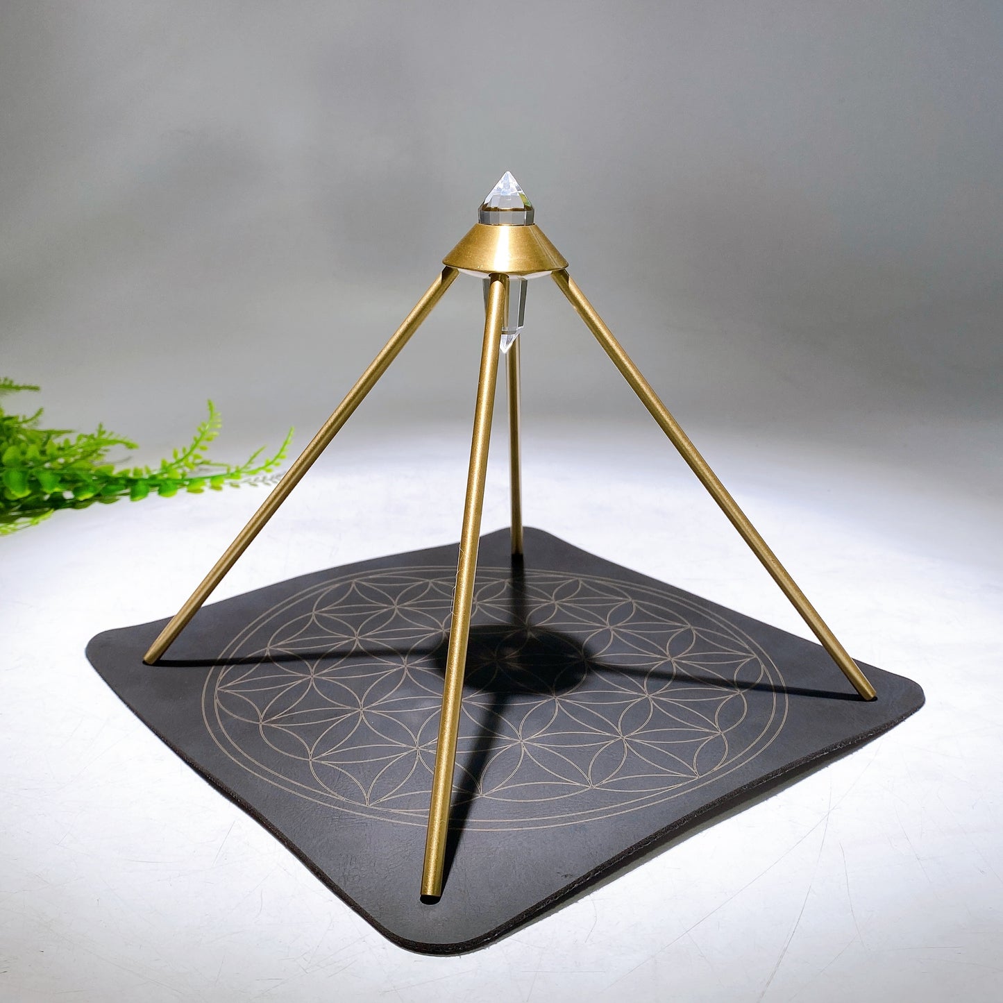Vogel Copper Pyramid with Faceted Clear Quartz DT Point & PU Leather Mat Wholesale