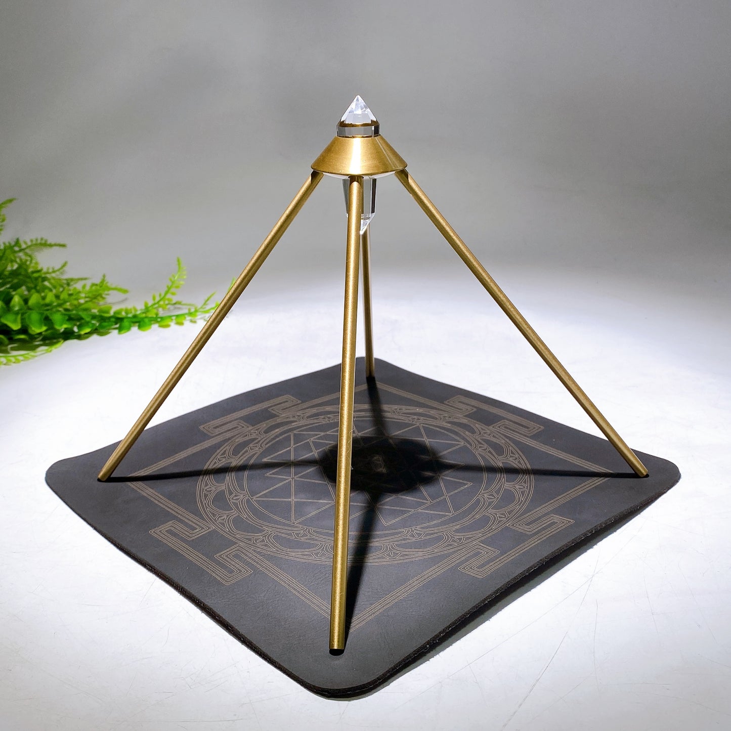 Vogel Copper Pyramid with Faceted Clear Quartz DT Point & PU Leather Mat Wholesale