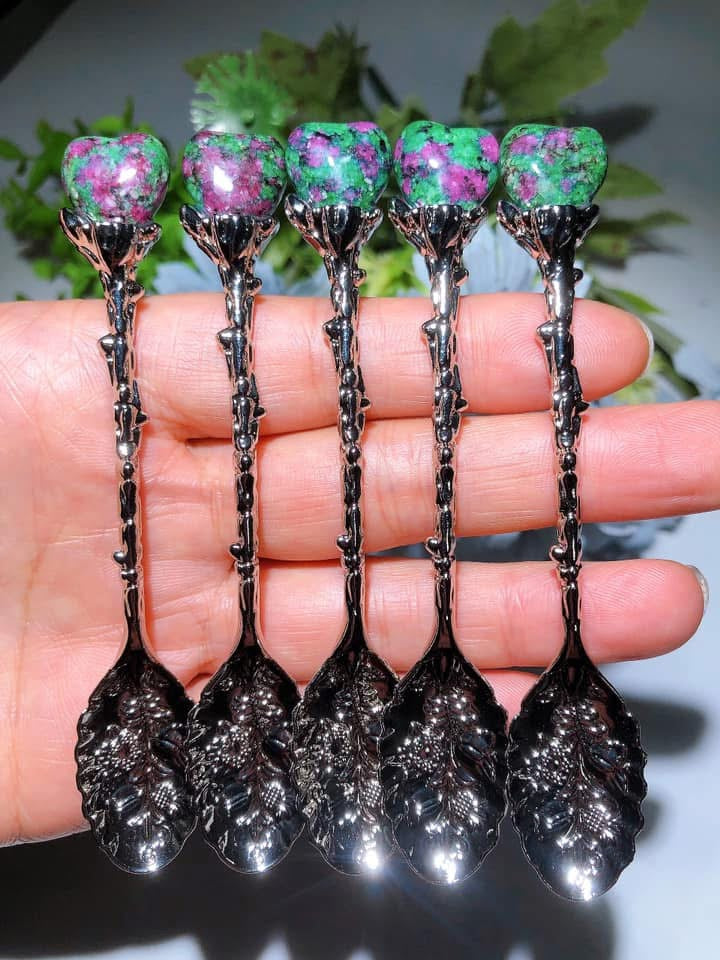 Mixed Crystal Silver Coffee Spoon Crystal Healing Bulk Wholesale