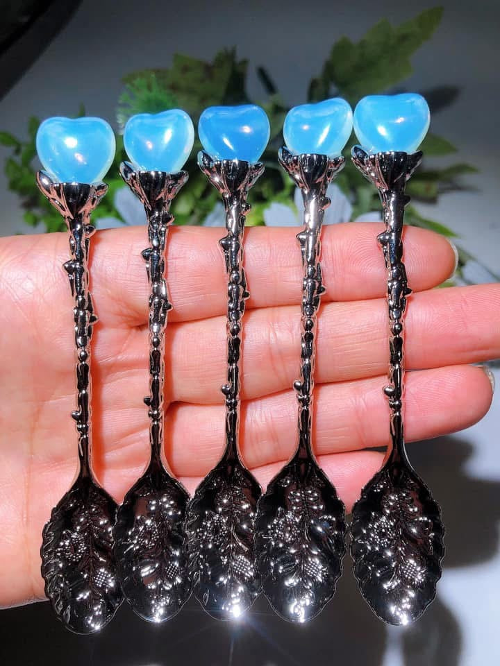 Mixed Crystal Silver Coffee Spoon Crystal Healing Bulk Wholesale