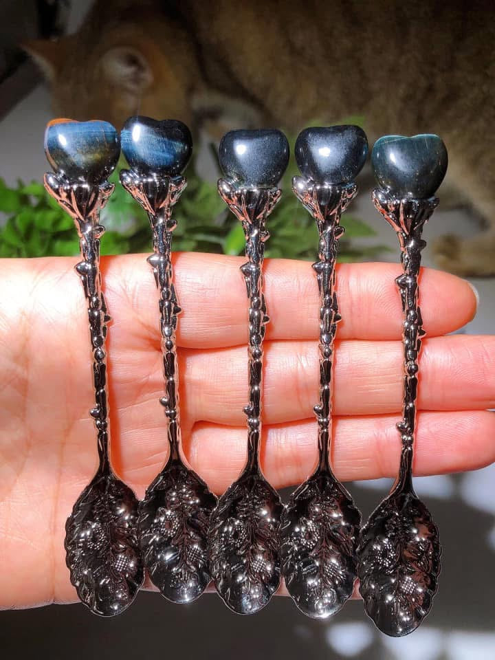 Mixed Crystal Silver Coffee Spoon Crystal Healing Bulk Wholesale