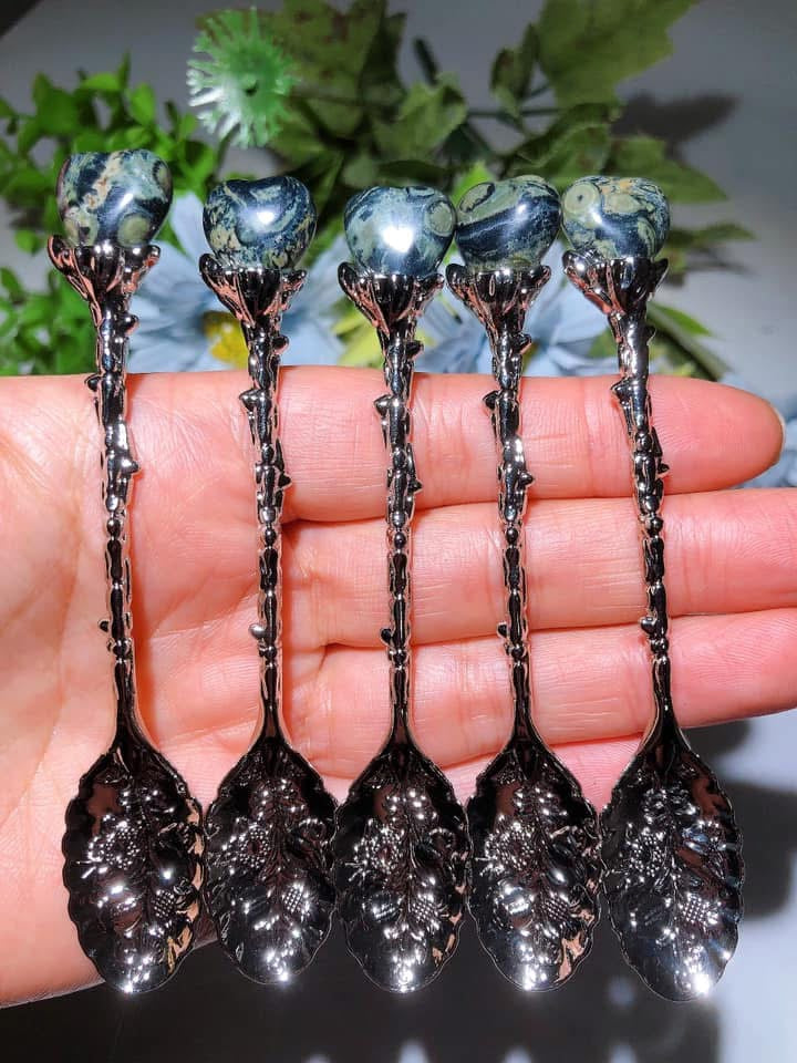 Mixed Crystal Silver Coffee Spoon Crystal Healing Bulk Wholesale