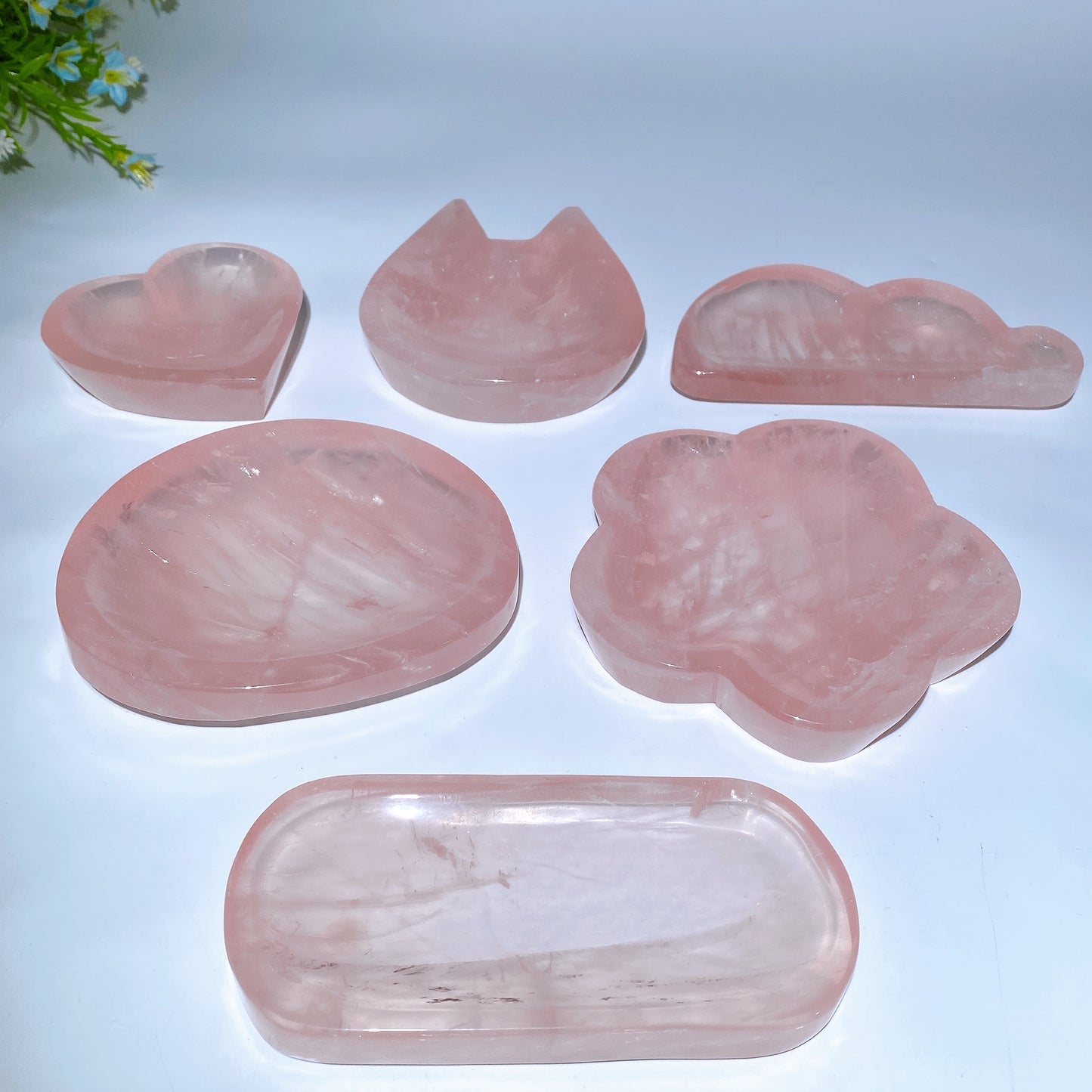 3.3"-5.4" Rose Quartz Shape Bowl Carvings Bulk Wholesale