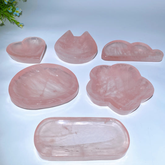 3.3"-5.4" Rose Quartz Shape Bowl Carvings Crystal Healing Bulk Wholesale