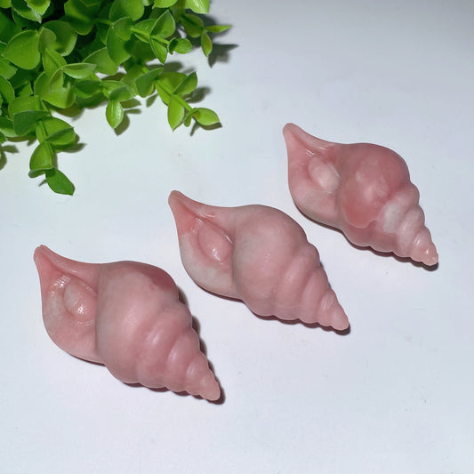 3.1" Pink Jade Sea Snail Carvings Bulk Wholesale