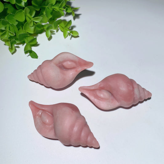 3.1" Pink Jade Sea Snail Carvings Bulk Wholesale