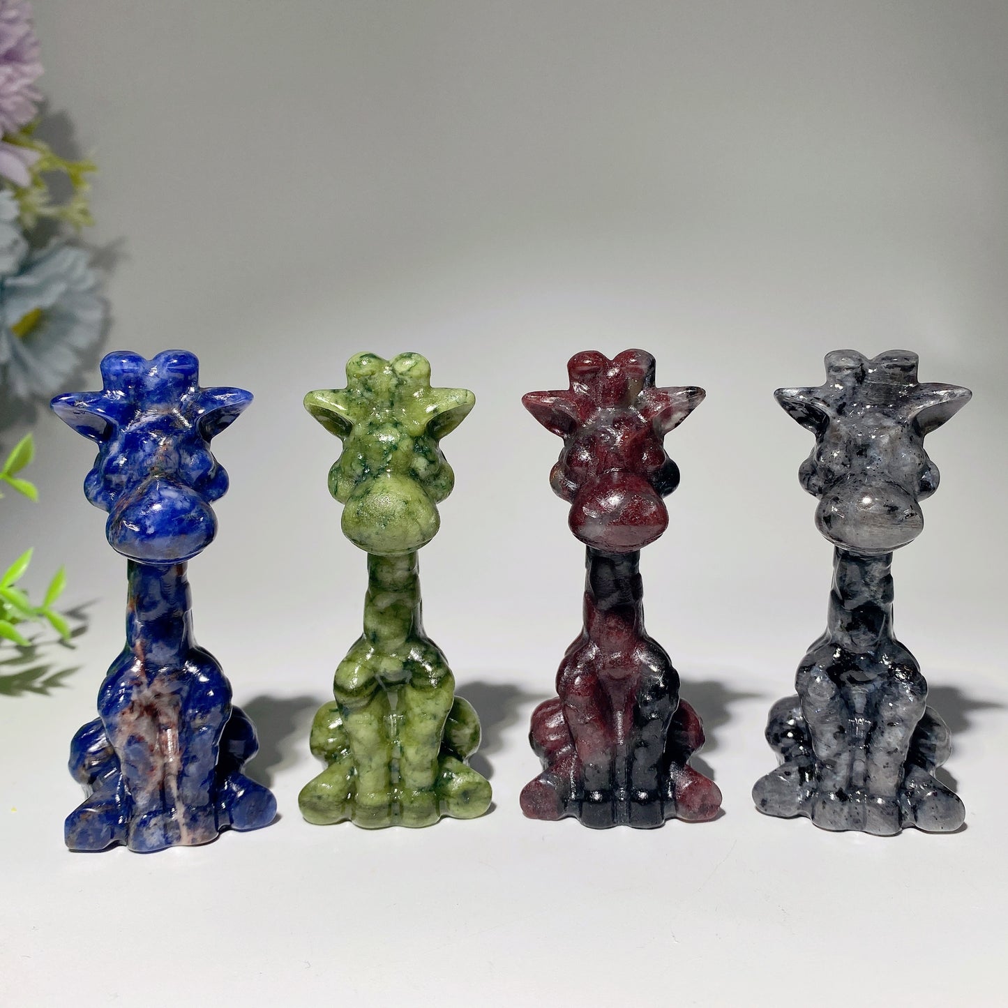 3.4" Mixed Crystal Giraffe Carvings Bulk Wholesale