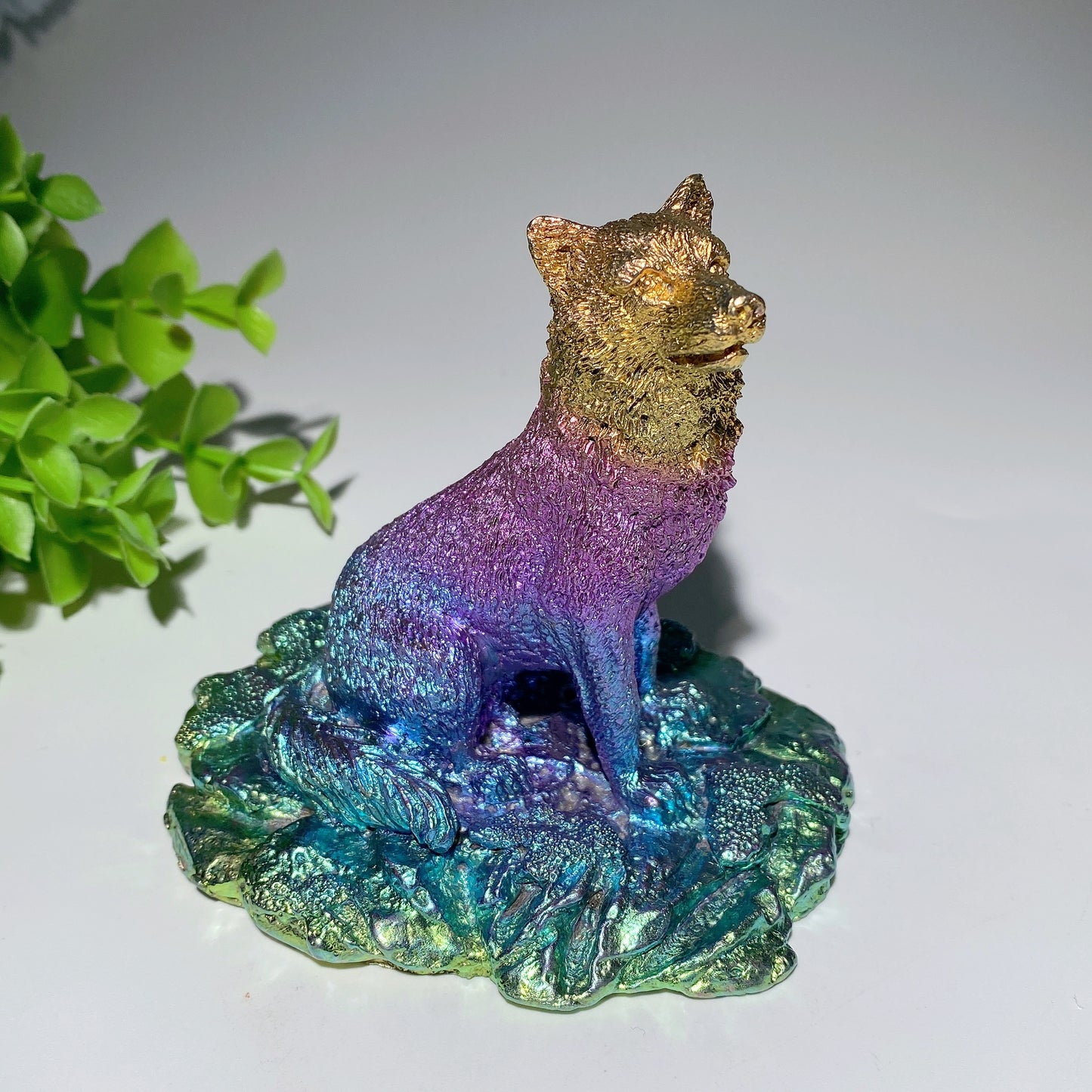 3.6" Bismuth Wolf Carvings Bulk Wholesale