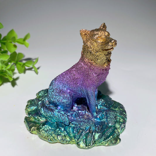 3.6" Bismuth Wolf Carvings Bulk Wholesale