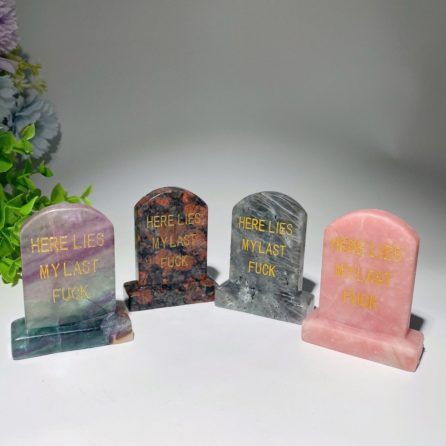 2.7" Mixed Crystal Tombstone with Printing Carvings Halloween Decor Bulk Wholesale