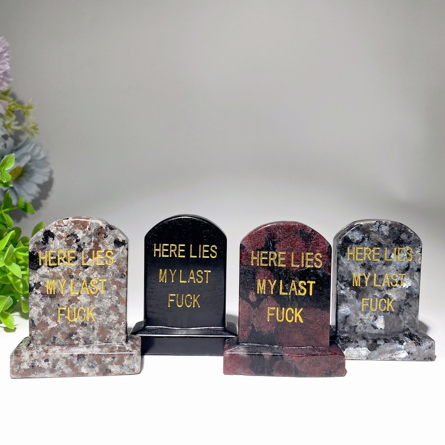 2.7" Mixed Crystal Tombstone with Printing Carvings Halloween Decor Bulk Wholesale