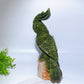 28cm Large Unique Serpentine Parrot Carving with Calcite Cluster Base Crystal Healing Bulk Wholesale