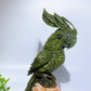 28cm Large Unique Serpentine Parrot Carving with Calcite Cluster Base Crystal Healing Bulk Wholesale