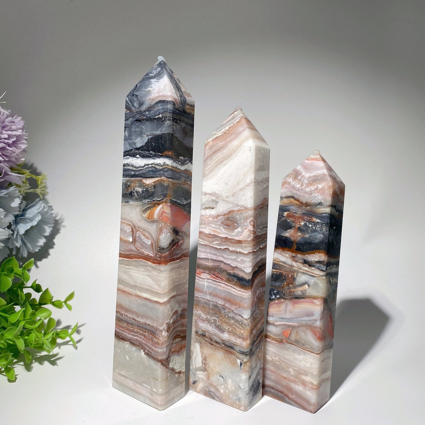 18-25cm Pink Black Crazy Agate Tower Bulk Wholesale