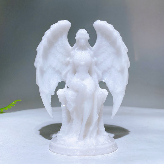 4.5" Natural White Jade Angel Carving Wholesale