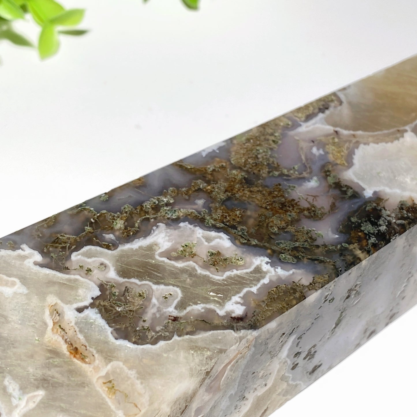 12-25cm Moss Agate Growing with Calcite Tower Bulk Wholesale